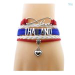 Bracelet love Thaïlande avec drapeau thaïlandais en fond