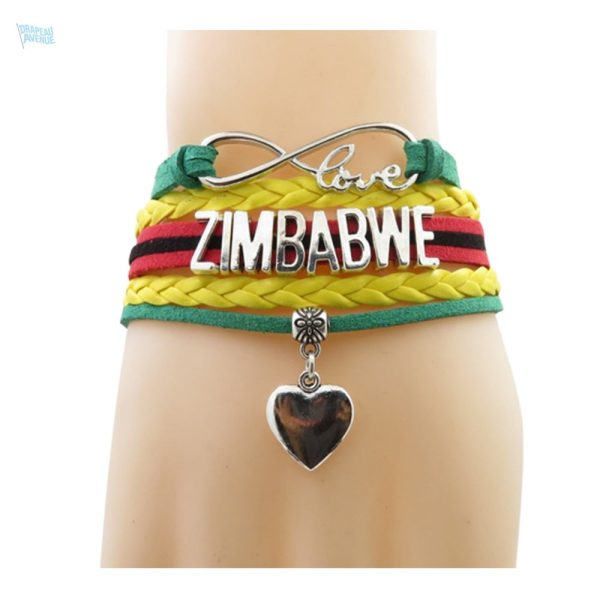 Bracelet love aux couleurs du drapeau du Zimbabwe