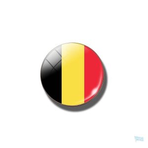 Broche ronde drapeau de la Belgique en métal