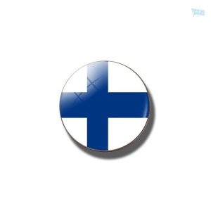 Broche ronde drapeau Finlande, accessoire symbolique