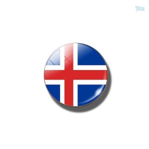 Broche ronde drapeau de l'Islande en métal