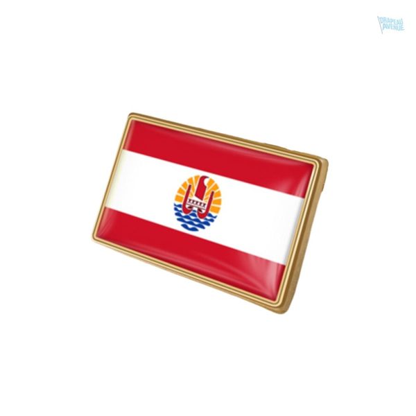 Broche drapeau Polynésie française en métal émaillé