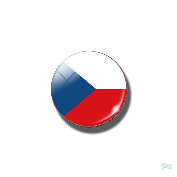 Broche ronde drapeau République Tchèque en métal