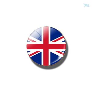 Broche ronde drapeau Royaume-Uni, accessoire élégant