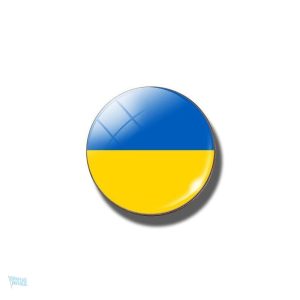 Broche ronde drapeau Ukraine en métal