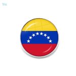 Broche ronde drapeau du Venezuela en métal coloré