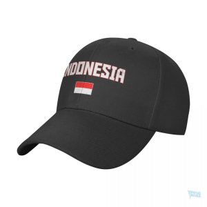 Casquette avec drapeau de l'Indonésie en rouge et blanc