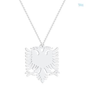 Collier aigle argent Albanie, symbole national élégant