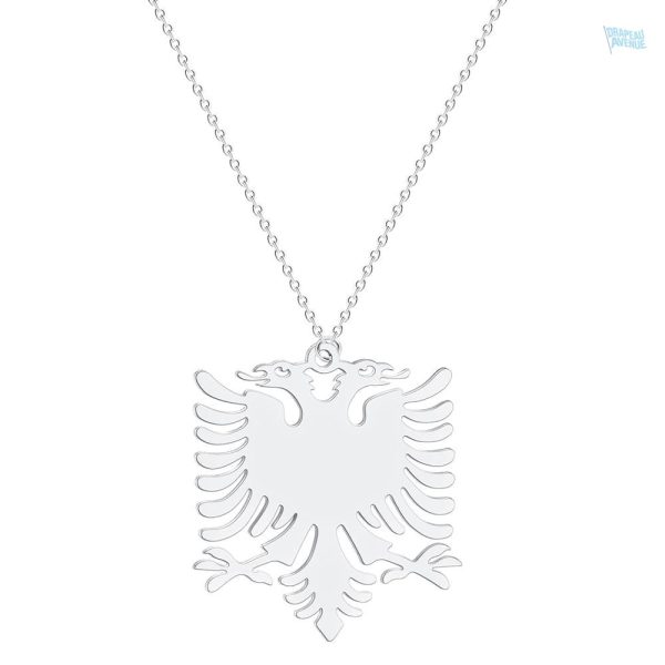 Collier aigle argent Albanie, symbole national élégant