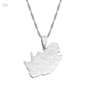 Collier argent carte Afrique du Sud