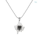 Collier argent carte de l'Albanie, élégant et symbolique