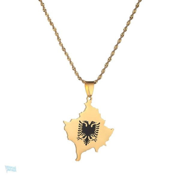 Collier or représentant la carte de l'Albanie