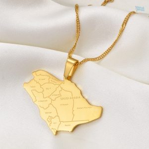 Bijou or représentant la carte d'Arabie Saoudite