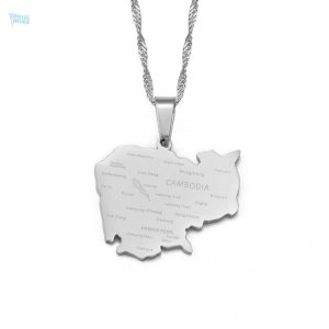 Collier argent carte Cambodge