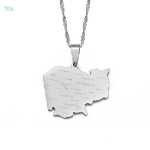 Collier argent carte Cambodge