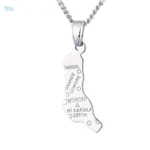 Collier argent avec motif carte des Comores