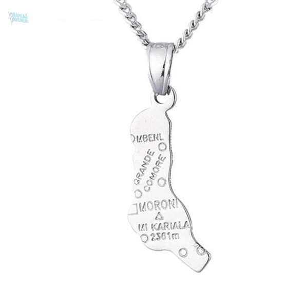 Collier argent avec motif carte des Comores