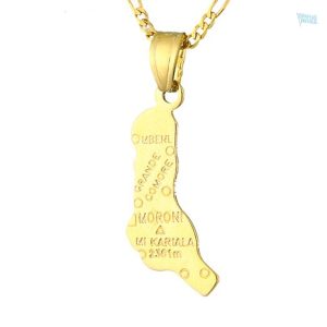 Collier carte Comores en couleur or