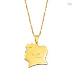 Collier carte Côte d'Ivoire en métal