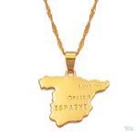 Collier carte Espagne en métal doré