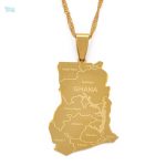 Collier carte représentant le Ghana en style élégant