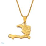 Collier carte Haïti en pendentif symbolique