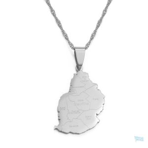 Collier argent carte Île Maurice, symbole de l'île