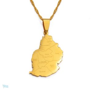 Collier carte Île Maurice en or élégant et distinctif