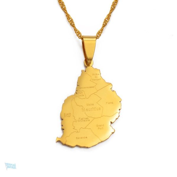 Collier carte Île Maurice en or élégant et distinctif
