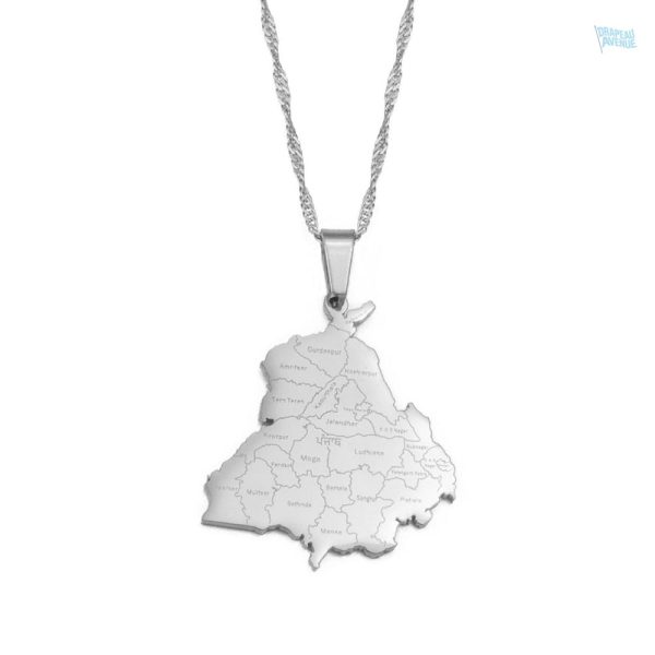 Collier carte Inde en argent