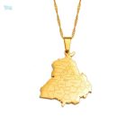 Collier carte Inde en couleur or, élégant et symbolique