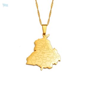 Collier carte Inde en couleur or, élégant et symbolique