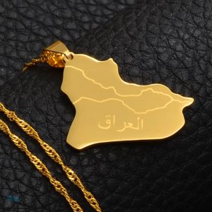Collier original carte Irak, accessoire mode tendance