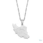 Collier argent représentant la carte de l'Iran