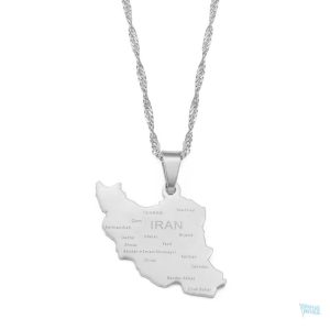 Collier argent représentant la carte de l'Iran