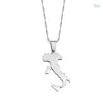 Collier Italie en argent avec motif de la carte du pays