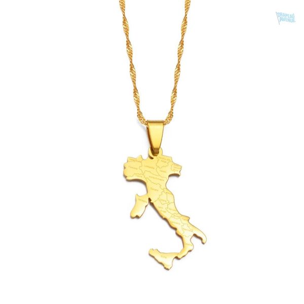 Collier Italie or, bijou élégant représentant le drapeau italien
