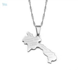 Collier Laos en argent représentant le drapeau du Laos