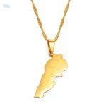 Collier carte Liban en couleur or