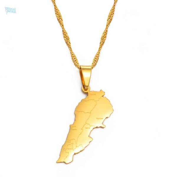 Collier carte Liban en couleur or