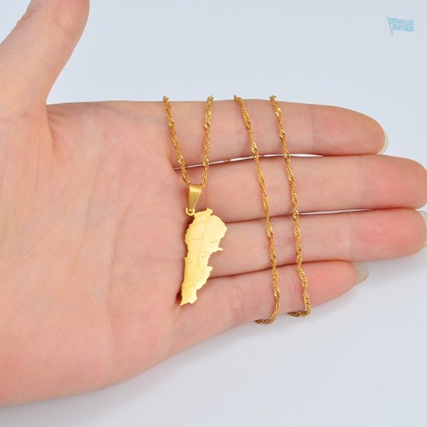 Accessoire élégant carte du Liban en or