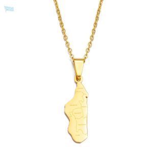 Collier carte Madagascar en métal doré