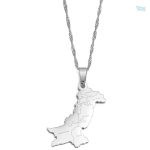 Collier argent représentant la carte du Pakistan