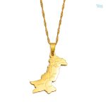 Collier carte Pakistan couleur or élégant et unique