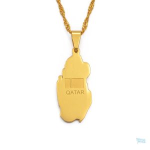 Collier carte Qatar couleur or élégant et symbolique