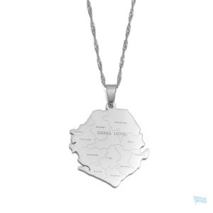 Collier argent carte Sierra Leone