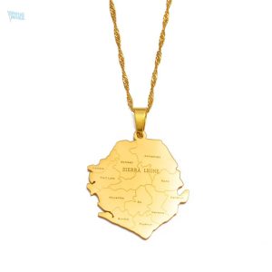 Collier carte Sierra Leone en couleur or