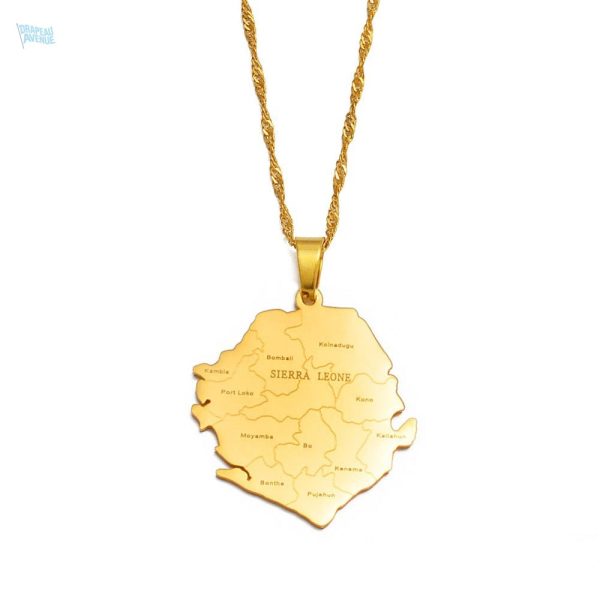 Collier carte Sierra Leone en couleur or