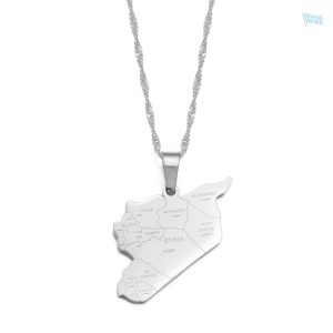 Collier carte Syrie en argent