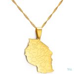 Collier carte en or représentant la Tanzanie